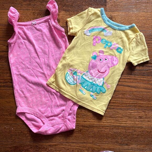 Peppa Pig Top and Pink Polka Dot Tank Onesie Bundle - Picture 1 of 4
